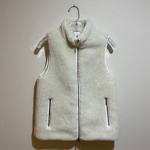 J. Crew Plush Fleece Excursion Vest Cream Sherpa Zip Front Size XS E1535